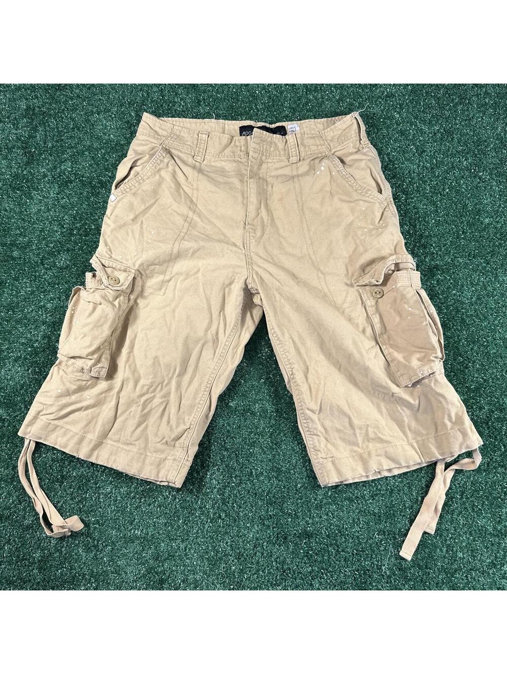Y2K Rocawear Tan Cargo baggy Shorts size 34 mens